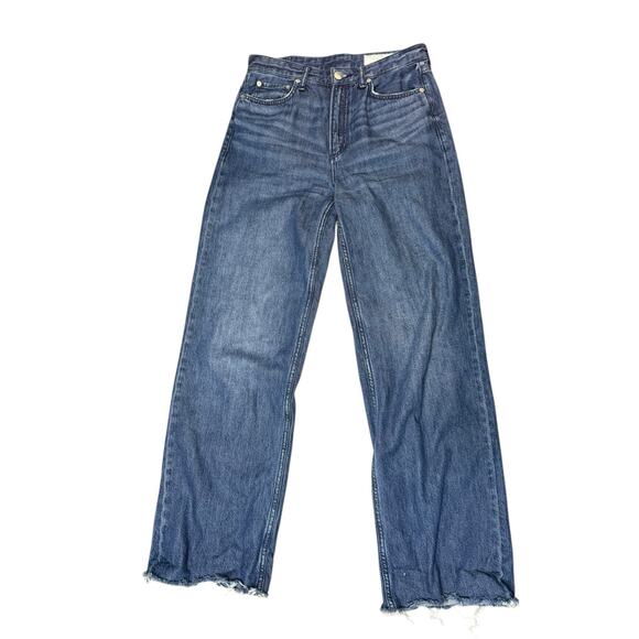 rag & bone Logan High-Rise Wide-Leg Jeans Medium Wash Women's 27 - Picture 2 of 10